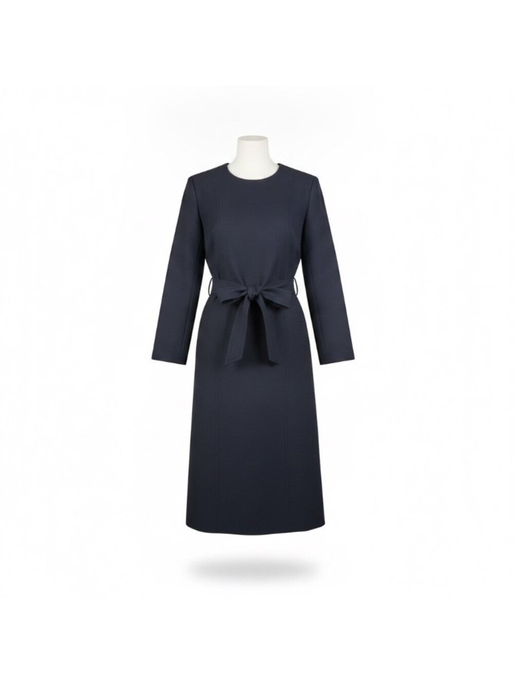 Calvin Klein Womens Black Belted Long-Sleeve Midi Dress Size 6